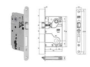 SERRATURA CENTRO CON FORO CILINDRO BORDO TONDO CR. OP. FRONT. MM.22- - mm.50 (B01024.50.34) - 1 pezzi AGB