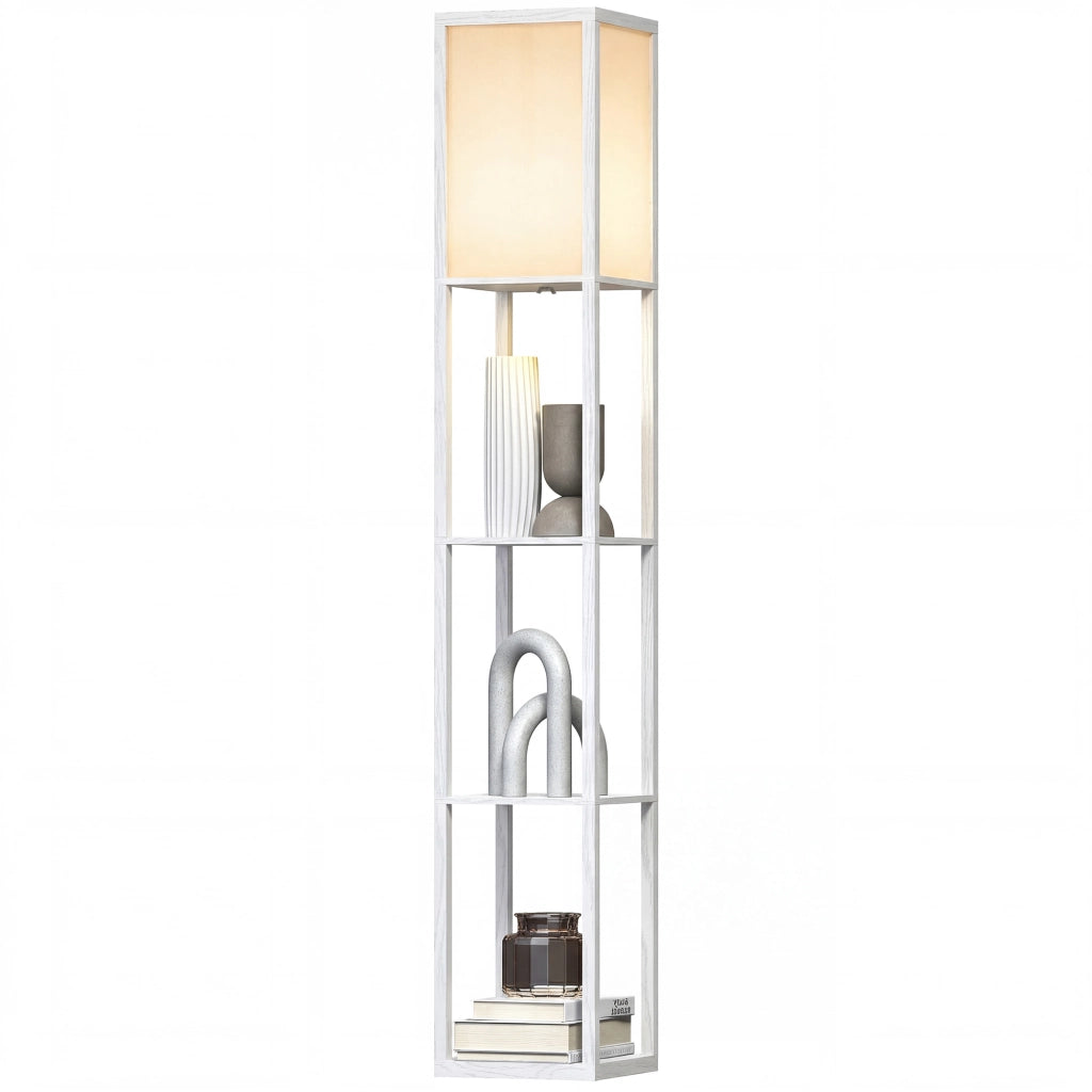 Lampada da terra con scaffali ¨C zephmum ¨C legno 26x26x160 cm