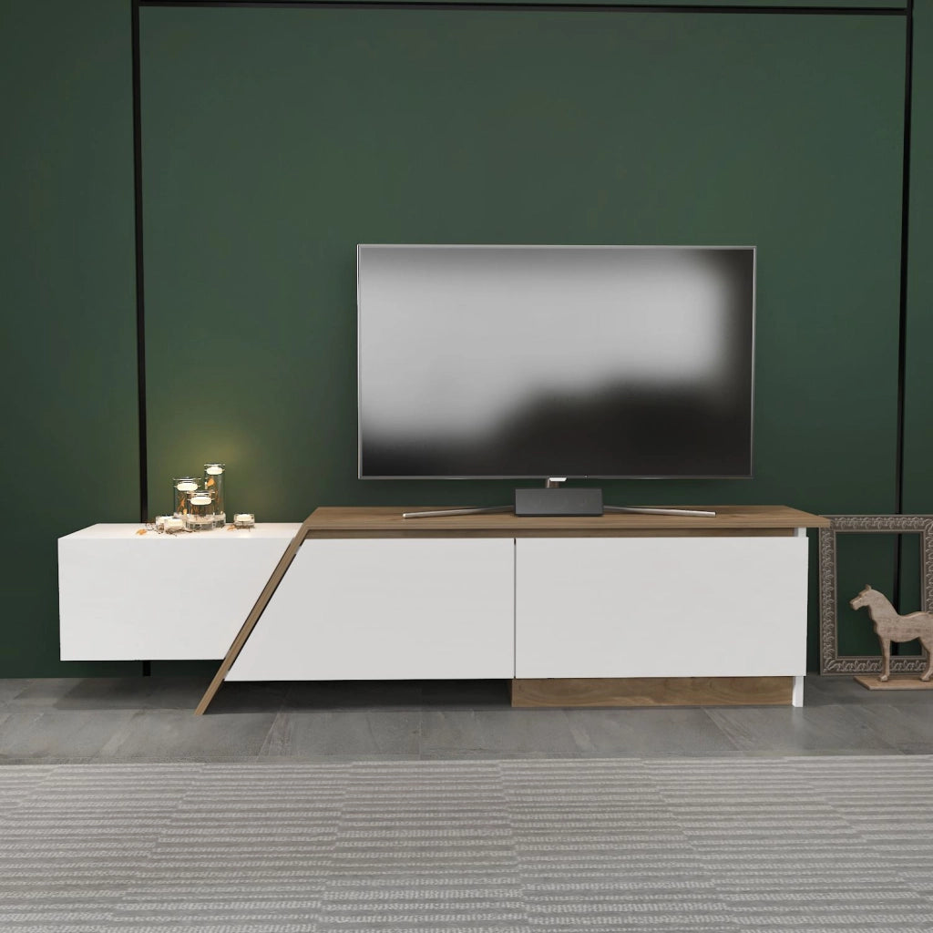 Porta TV in legno "Zonas" - 180 x 35 x 28 cm - Bianco