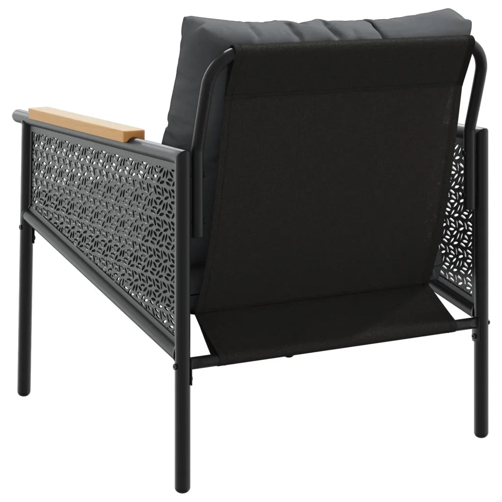 vidaXL Set Mobili da Balcone 4 pz con Cuscini Nero in Acciaio