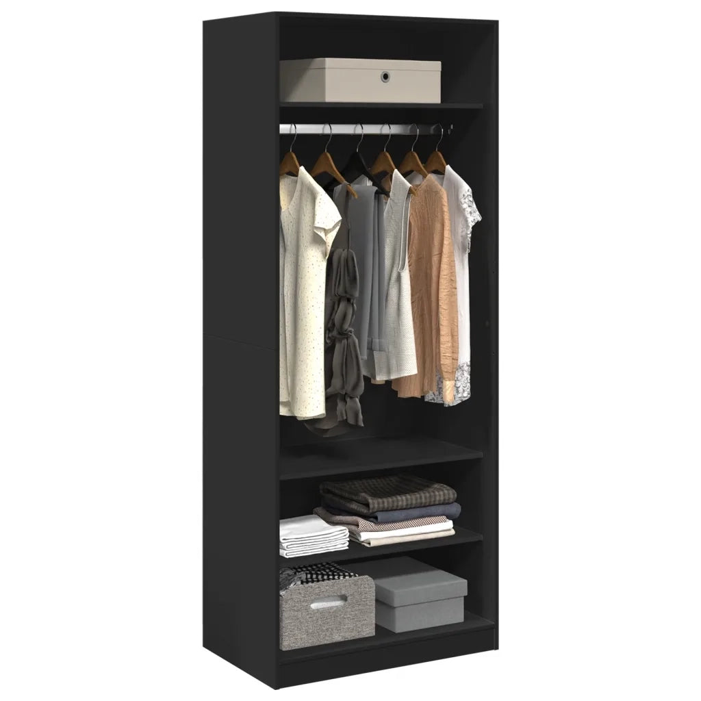 vidaXL Armadio Nero 80x50x200 cm in Legno Multistrato