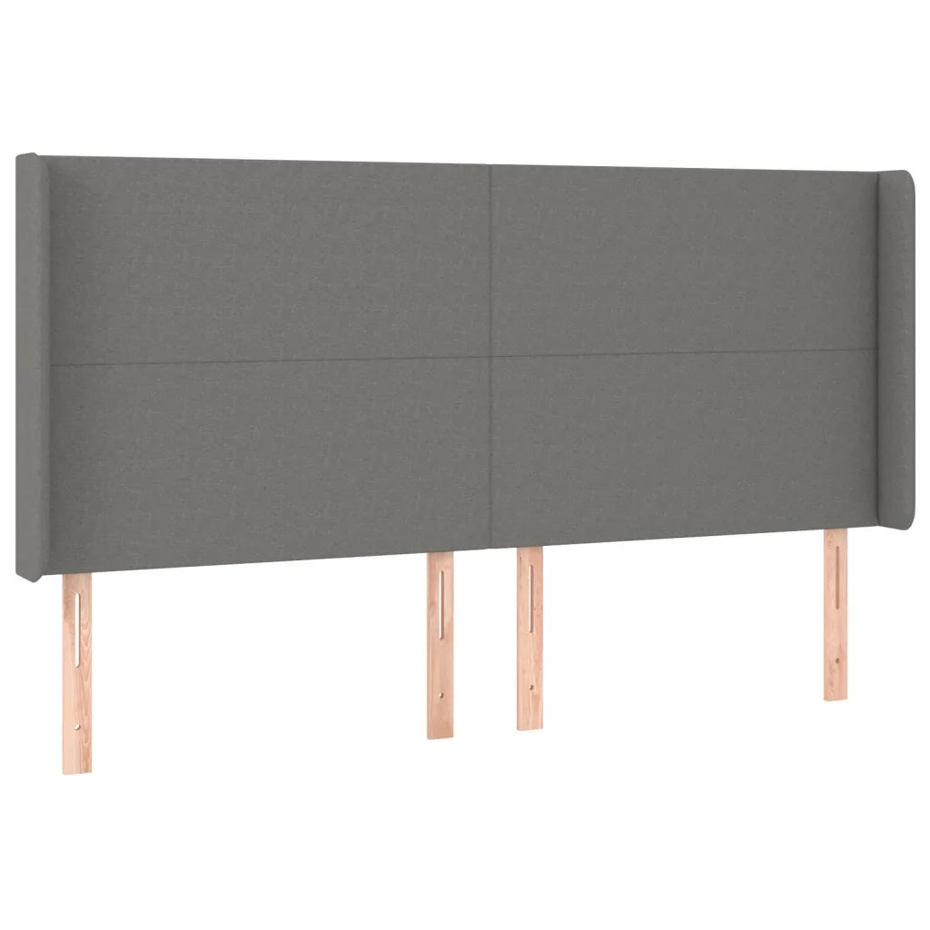 Letto a Molle Materasso e LED Grigio Scuro 160x200cm in Tessuto