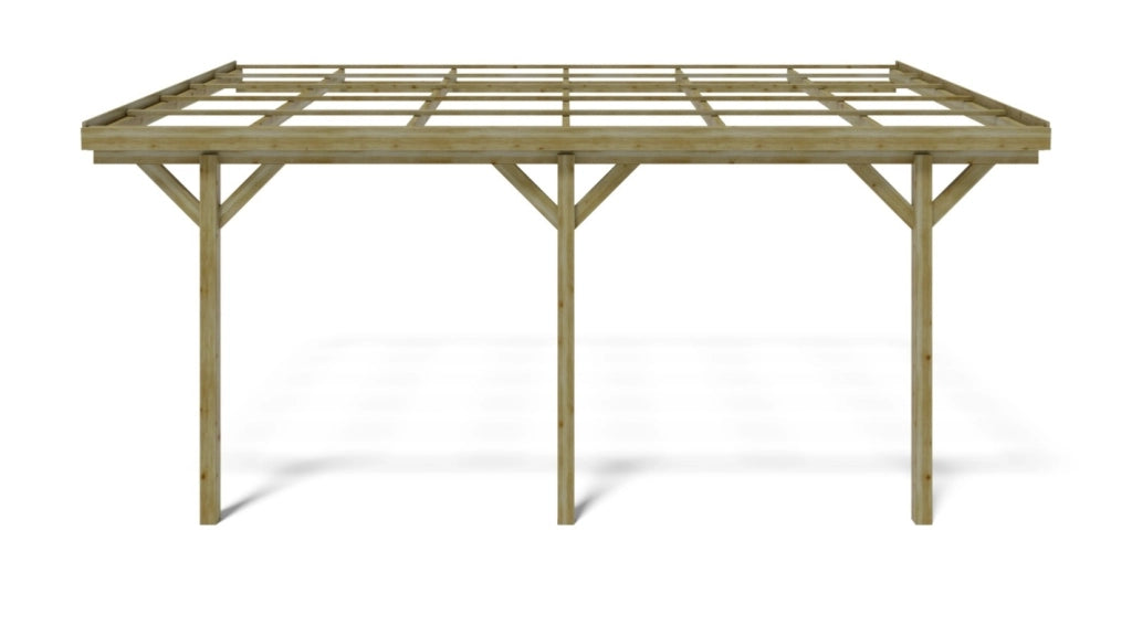 Tettoia posto auto coperto in legno 3x5.24 m - 15 m2 - addossato  - CAR7-2 - ALTANKA