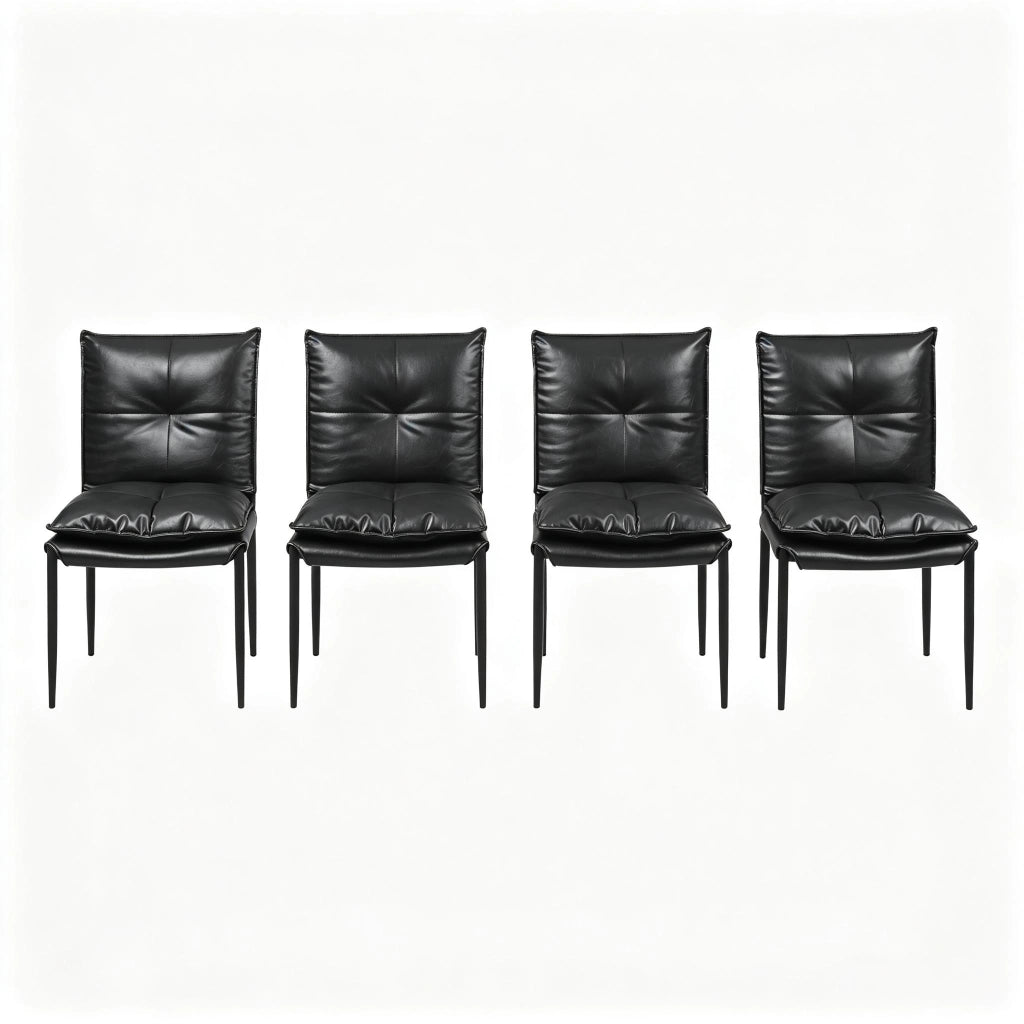 SEDIA DA PRANZO Set 4 pezzi 48x55x87 cm Nero in ecopelle e metallo