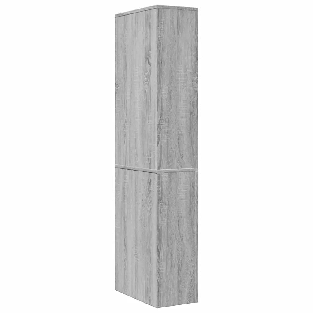Armadietto da Bagno Stretto con Ruote Grigio Sonoma Truciolato