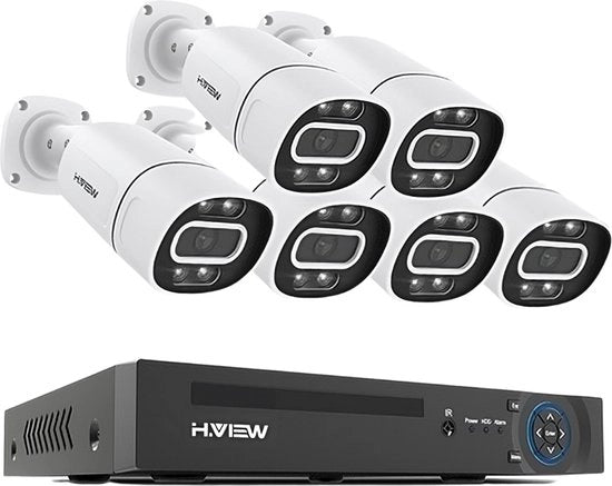 Cassa di Sorveglianza Wi-Fi con App - Senza Fili - Camera di Sorveglianza - Camera in Casa - Rilevamento Movimento - 2TB - 6 Unità