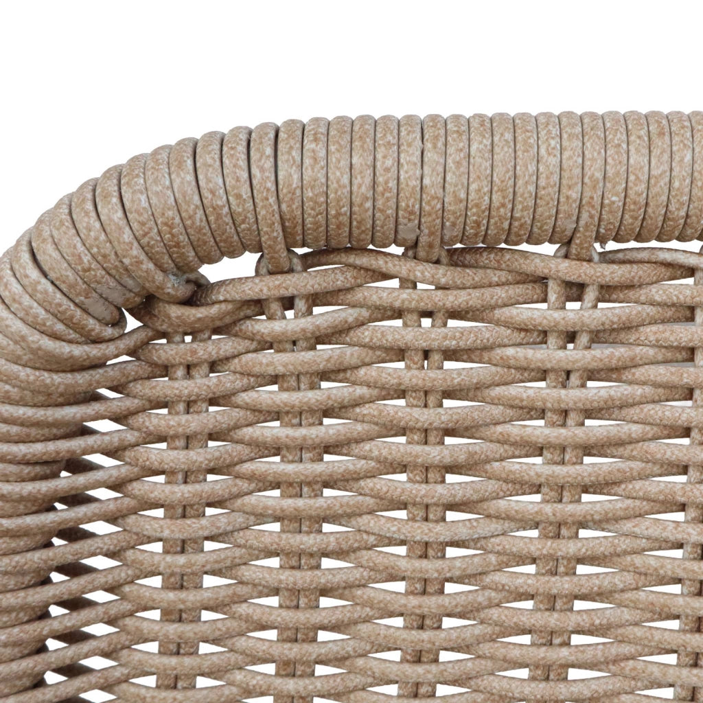 Set 2 poltrone da giardino con poggiapiedi in alluminio e corda, beige