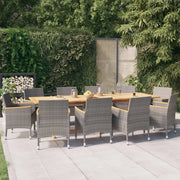 Set da Pranzo per Giardino 11 pz con Cuscini Grigio 3103593