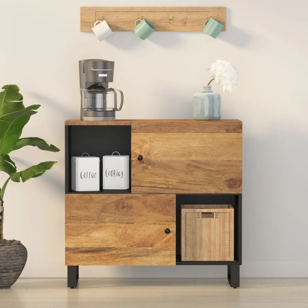 Credenza | Madia | Buffet da pranzo | Armadio da pranzo con 2 Ante 80x33x75 cm in Legno Massello di Mango