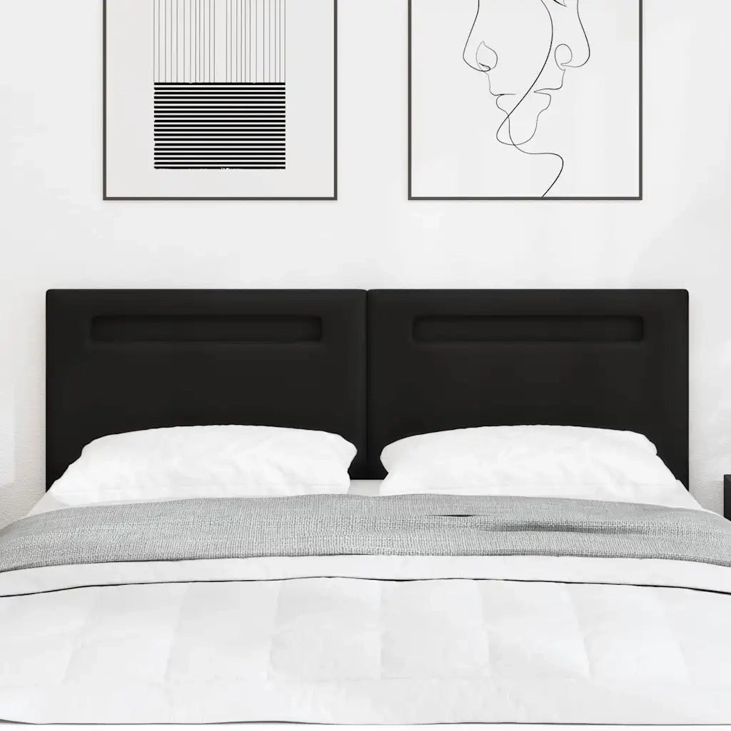 Testiera LED-Testata con LED-Testiera Decorativa Nero 160 cm Pelle Sintetica