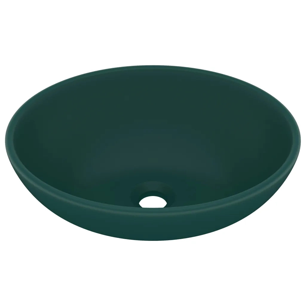 Lavandino Lusso Ovale Verde Scuro Opaco 40x33 cm in Ceramica 146926