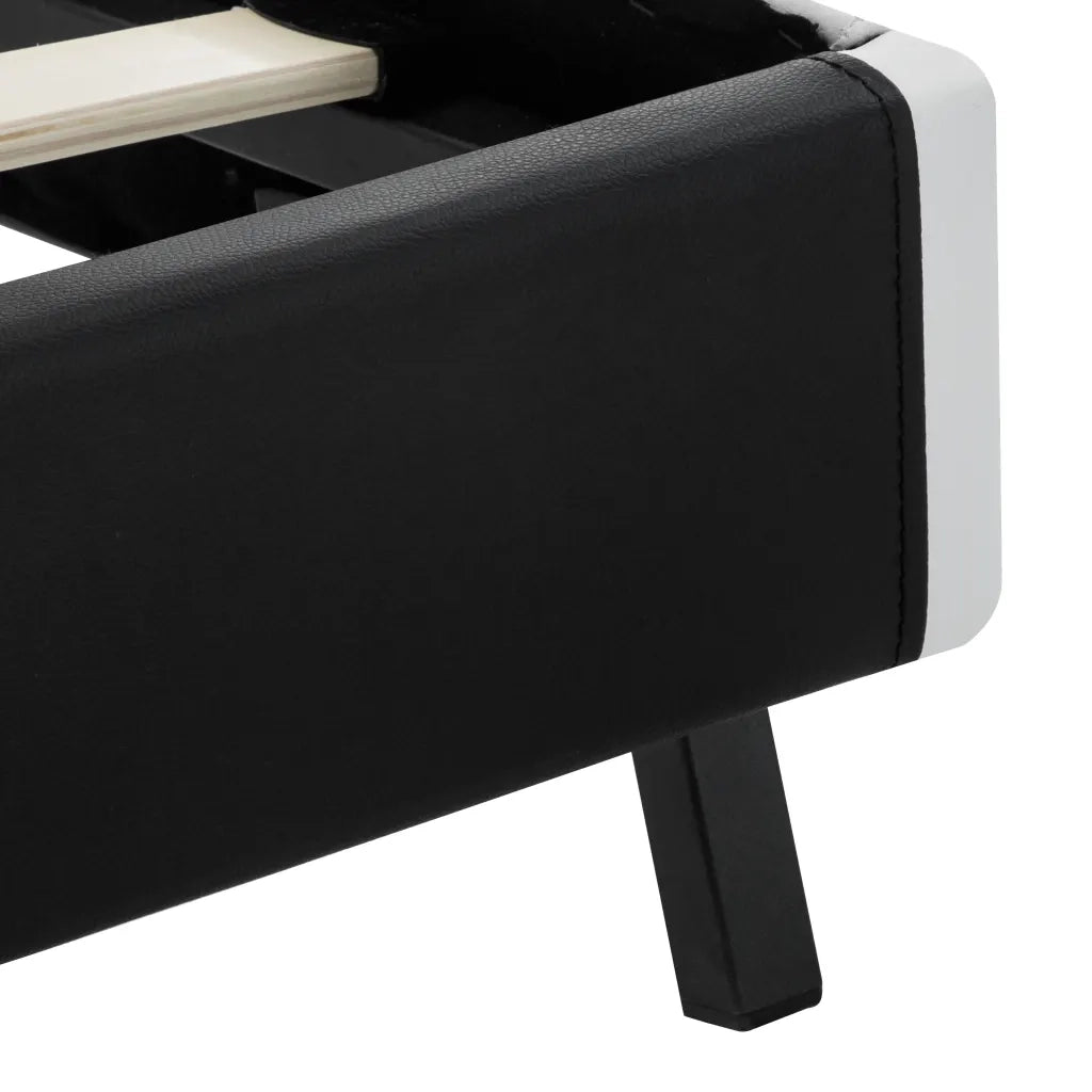 Giroletto con LED senza Materasso-Struttura Letto Nero 140x200 cm Similpelle