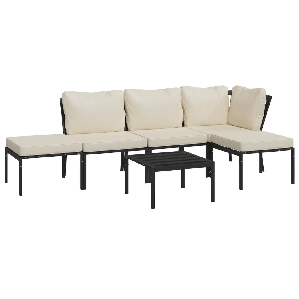 Set Salotto da Giardino 6pz con Cuscini Sabbia in Acciaiocod mxl 77220