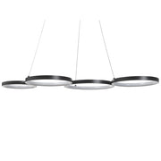 Moderna Lampada a Sospensione Integrata LED Luce 5 Anelli in Alluminio Nero