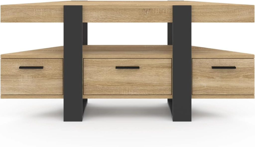 Mueble TV rinconero PHOENIX con cajón de madera y negro 116 cm