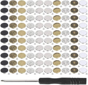 Punti di fermaglio per jeans 100 pezzi - Punti di fermaglio metallici rimovibili - Viti - Scatola di conservazione - Per abbigliamento da cowboy - Dimensioni 20 mm/17 mm