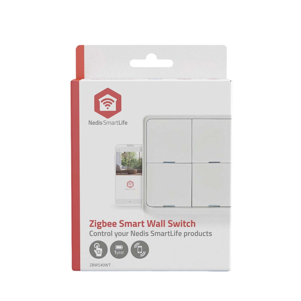 Interruttore Connesso Zigbee 3.0 con 4 Pulsanti 12 Funzioni Bianco Nedis