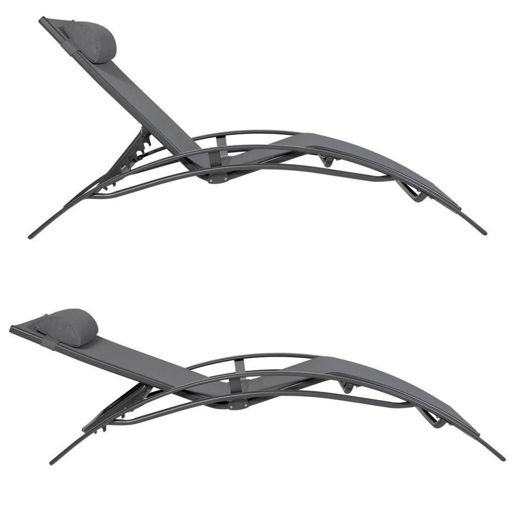 Set di 2 sedie a sdraio GALAPAGOS in textilene grigio - alluminio grigio antracite
