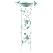 Abbeveratoio per uccelli in ferro verde per il giardino, elemento decorativo da esterno