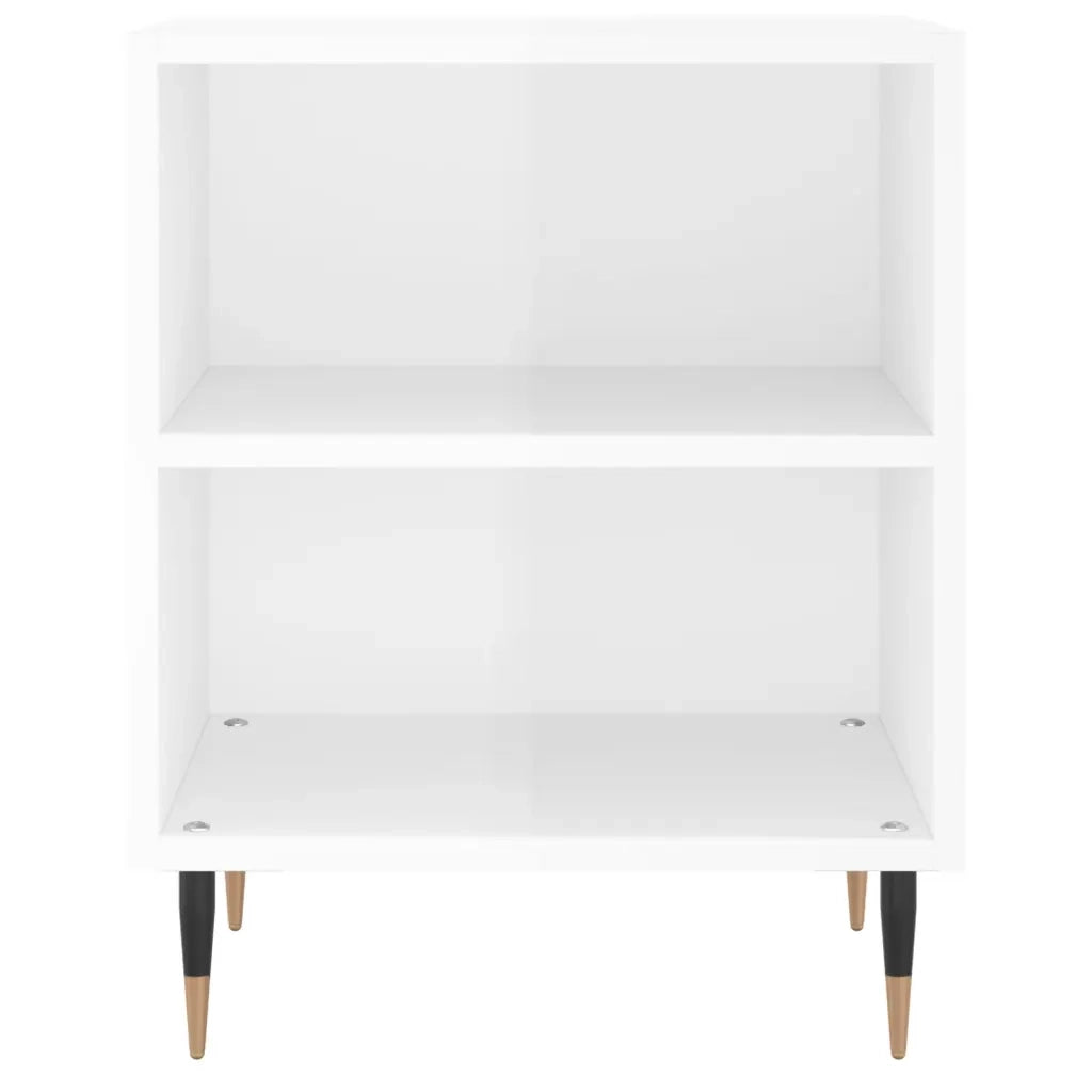 Comodino Bianco Lucido 40x30x50 cm in Legno Multistrato 826768