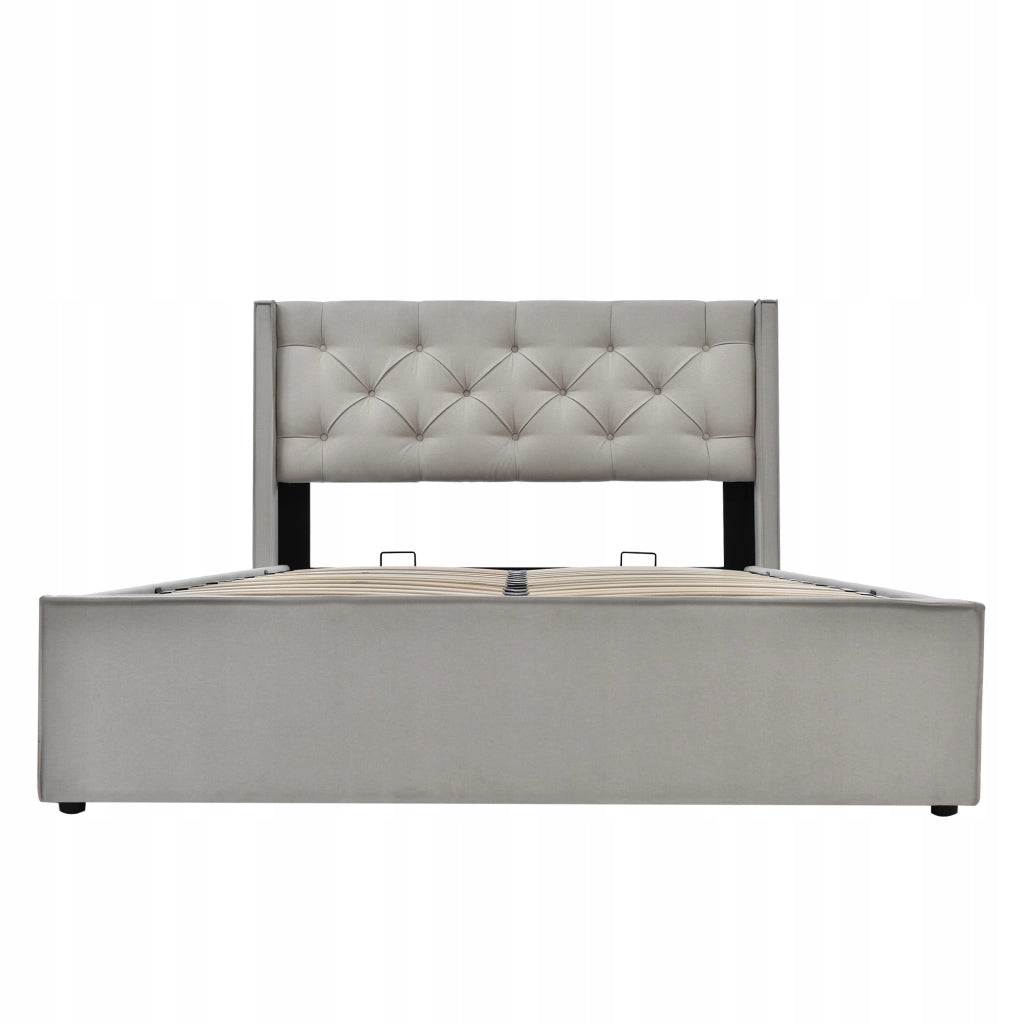 Letto Matrimoniale 160x200 - Xylo - Idraulico Grigio Chiaro con Materasso