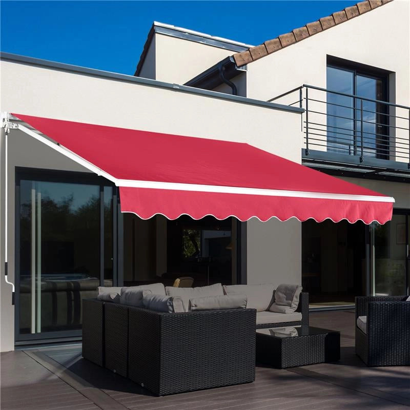 TENDA DA SOLE A MANOVELLA CON COPERTURA IMPERMEABILE 400 X 250 CM COLORE ROSSO