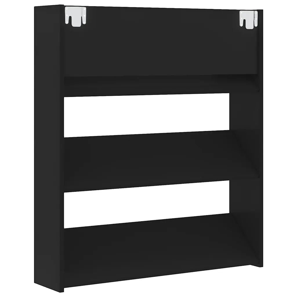 Scarpiera | Mobile per scarpe a Muro Nera 80x18x90 cm in Legno Multistrato