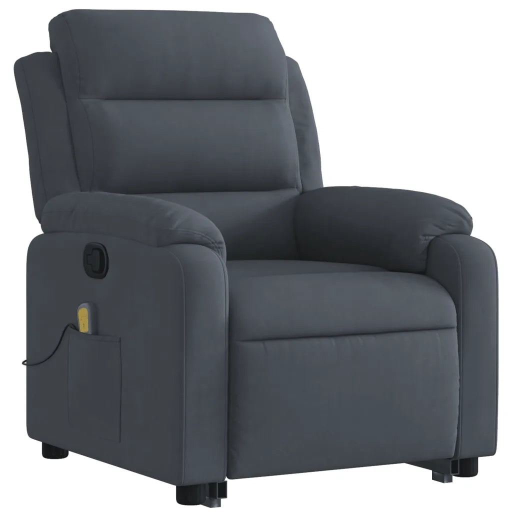 Poltrona Alzapersona Reclinabile Grigio Scuro in Velluto 3205104