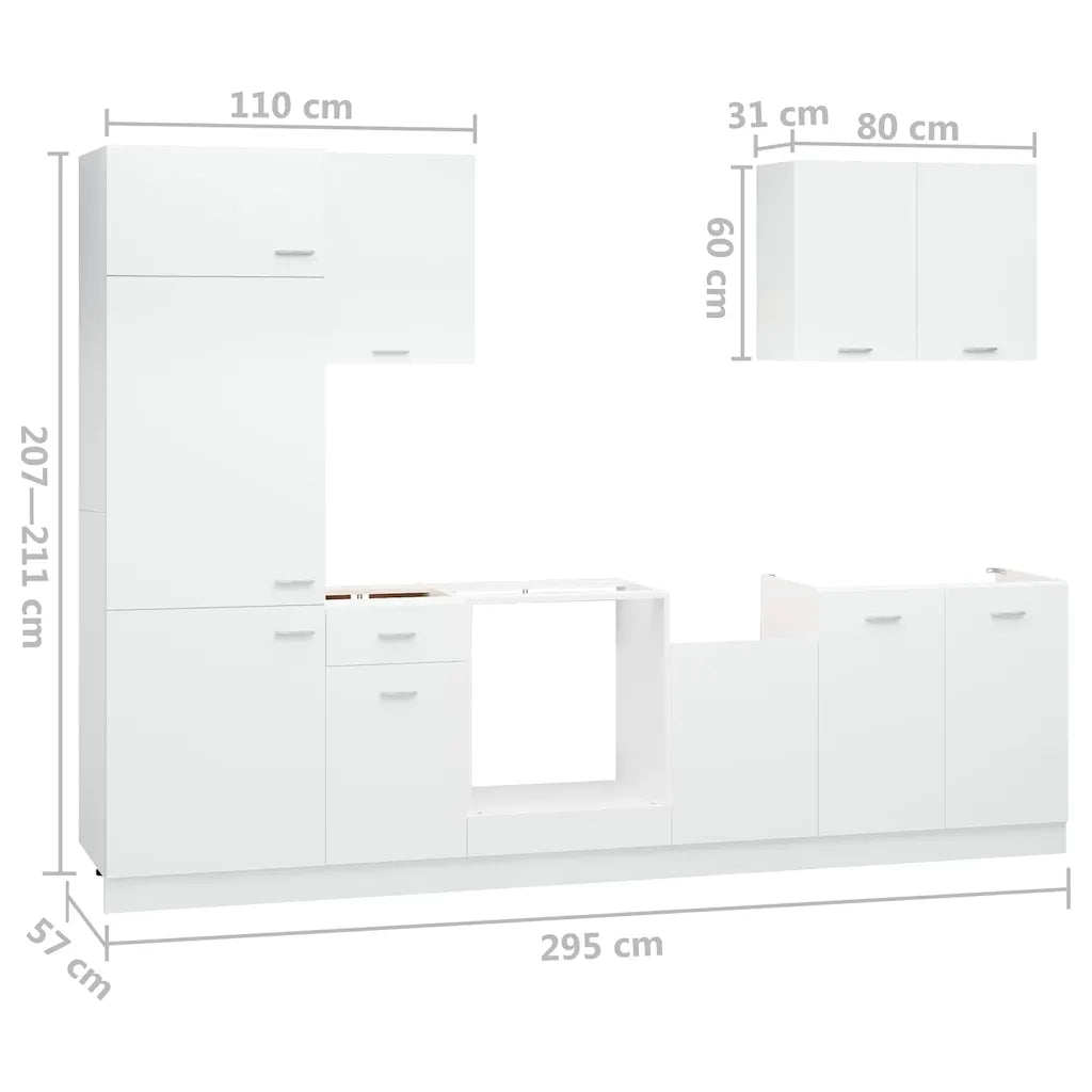 Set Armadi da Cucina 7 pz Bianco in Truciolato