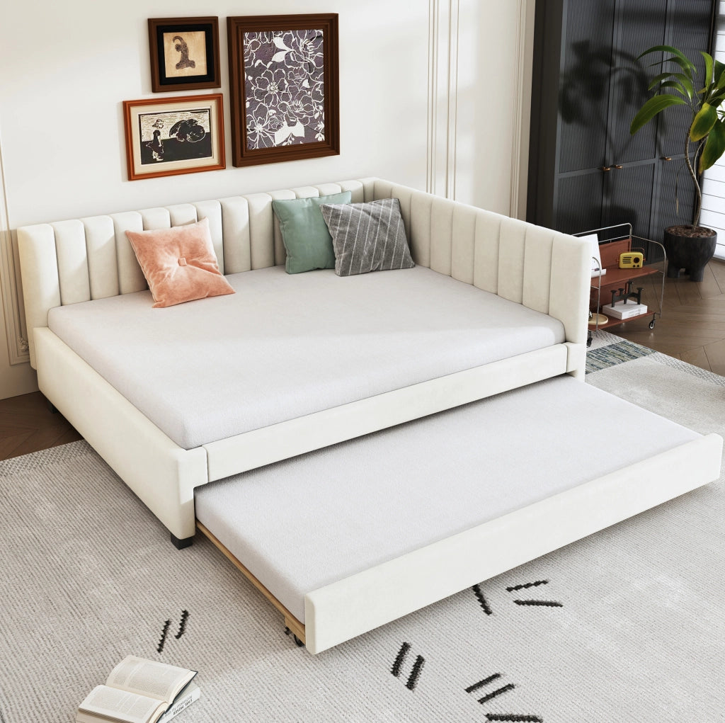 Letto 140x200 cm trasformabile in divano con letto estraibile in velluto