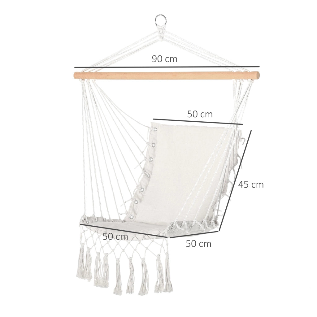 Sedia a Dondolo Sospesa ¨C Zephmum ¨C Tessuto Crema 90x50 cm con Nappe