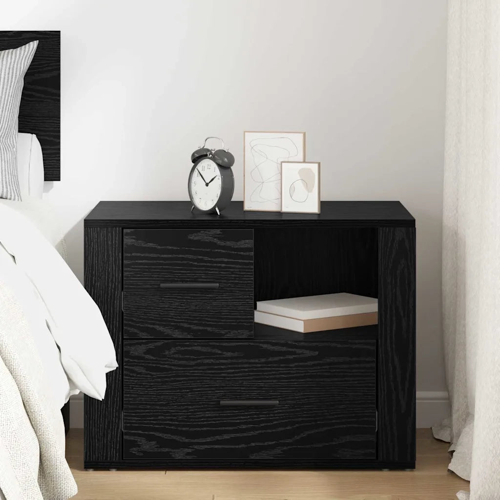 Armadio da Notte Rovere Nero 35 x 60 x 50 cm Legno multistrato