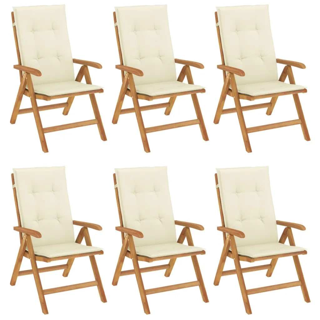 Sedie da Giardino Reclinabili con Cuscini 6 pz in Legno di Teakcod mxl 101035