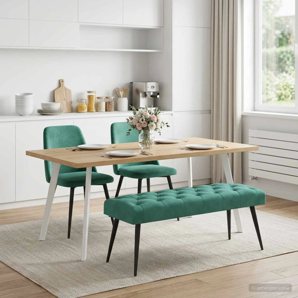 Panchina con bottoni imbottiti Turchese 110 x 40 x 46 cm 42038581