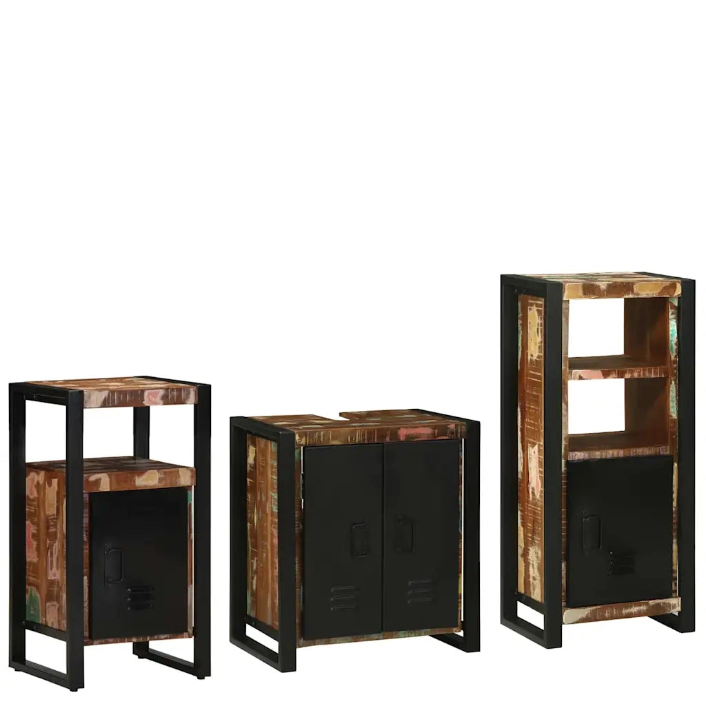 vidaXL Set di mobili per il bagno 3 pcs Legno massello riciclato