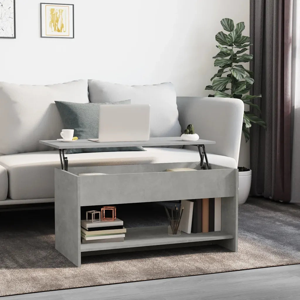 Tavolino Salotto Grigio Cemento 102x50x52,5cm Legno Multistrato cod mxl 5855