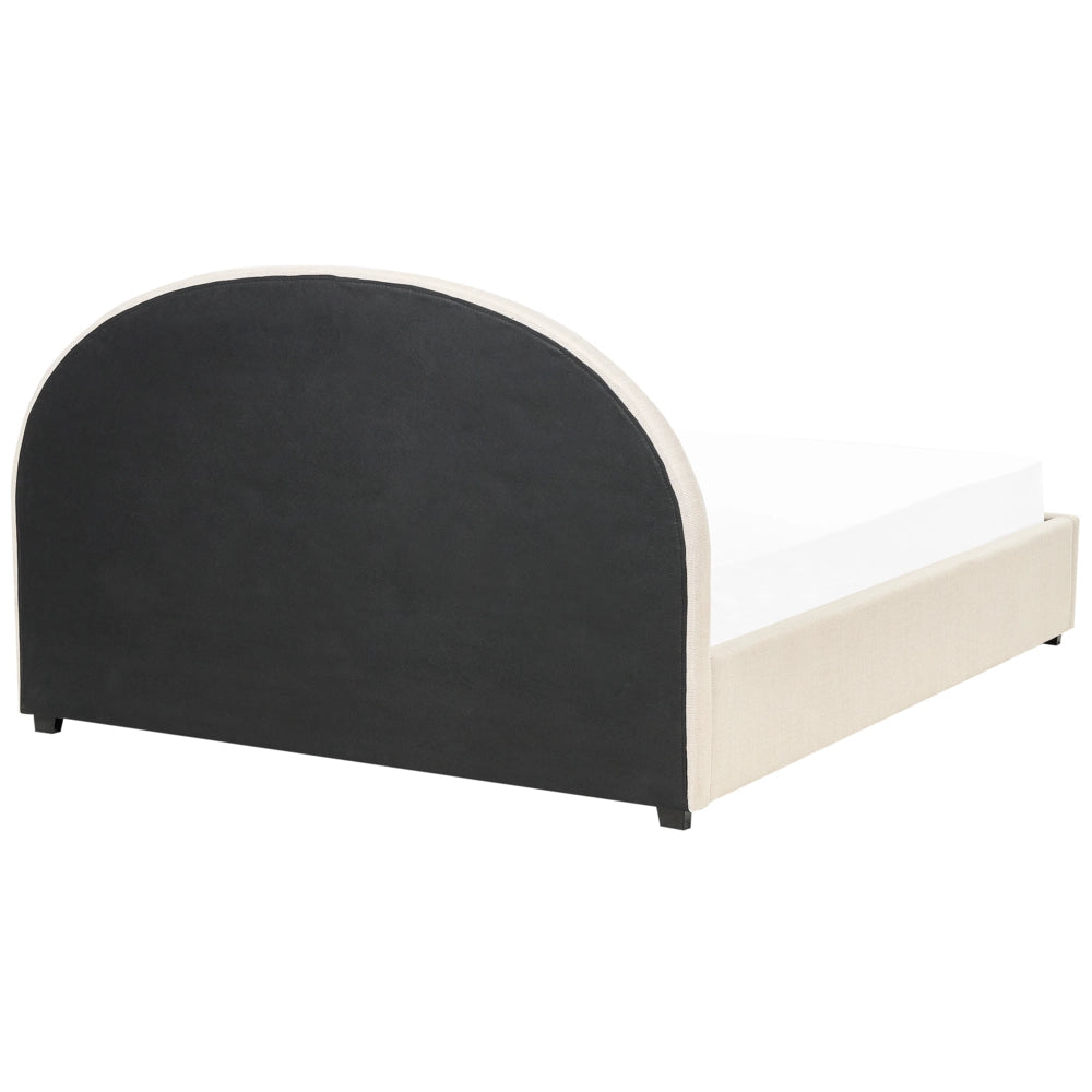 Letto matrimoniale contenitore minimalista beige 180 x 200 cm stile retrò minimalista