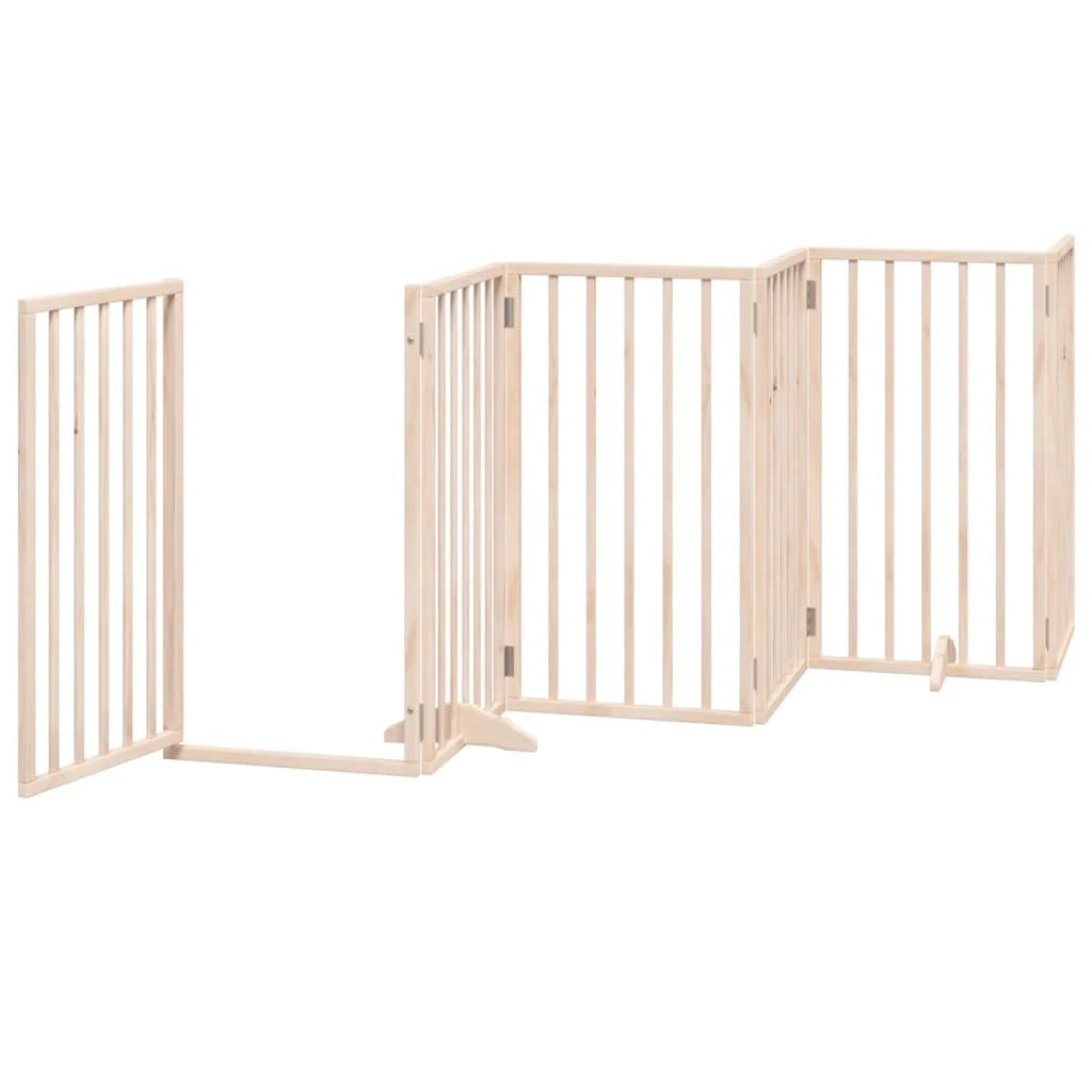 Cancelletto di sicurezza per animali domestici porta pieghevole 15 pannelli legno di pioppo marrone 02_0023211