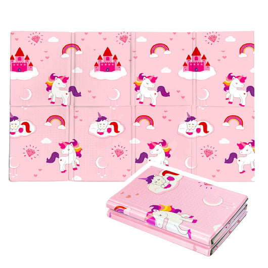 Tappeto Morbido per Bambini 120x90x0,8 cm Pieghevole Unicorni Multicolore