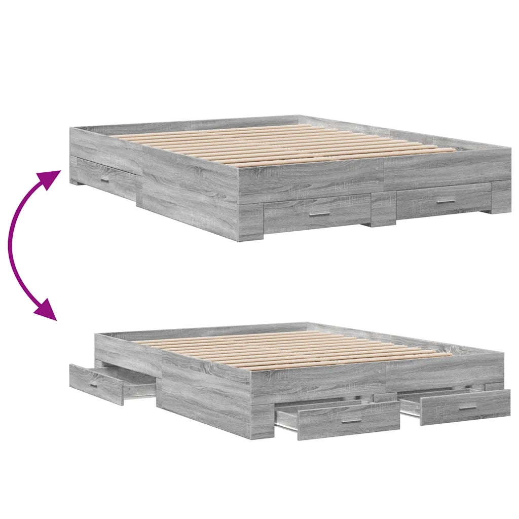 Giroletto Cassetti Grigio Sonoma 150x200 cm Legno Multistrato