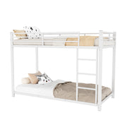 Letto a Castello 90 × 200 cm; Letto Singolo con Sponde di Sicurezza; Struttura in Metallo; senza Materasso; Bianco