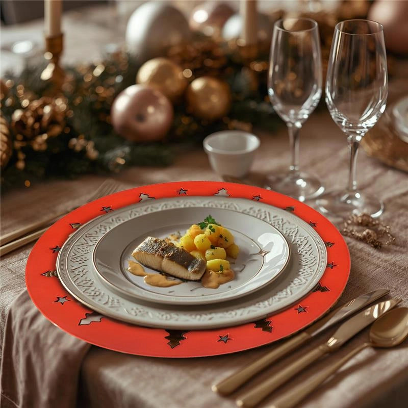 MA MAISON SET 6PZ SOTTOPIATTO CON ALBERI DI NATALE COLORE ROSSO - DIAMETRO 33 CM