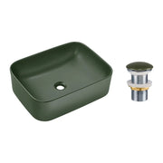 Lavabo rettangolare da appoggio 50,5x38 cm verde opaco con piletta click clack
