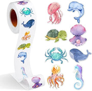 Etichette per decorazione - Zeedieren - 500 pezzi - Etichette a strisce - Etichette per imballaggio - Sacchetti di regalo - Inviti - Papiro ecológico - Etichette decorative