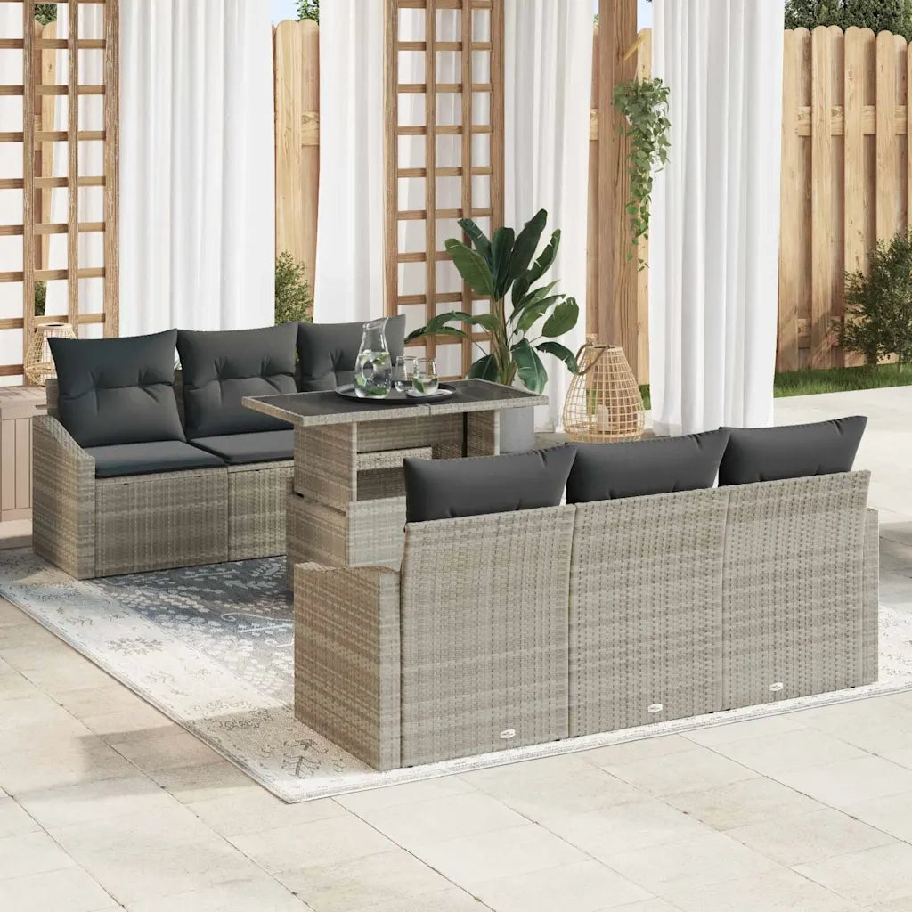 Set Divano da Giardino 7 pcs Grigio chiaro Poly Rattan 3357665