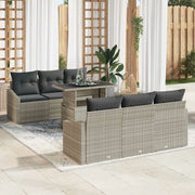 Set Divano da Giardino 7 pcs Grigio chiaro Poly Rattan 3357665