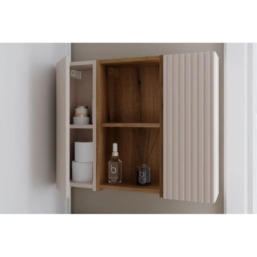 Mobile da bagno VANO 57 cm in rovere sospeso con 2 nicchie