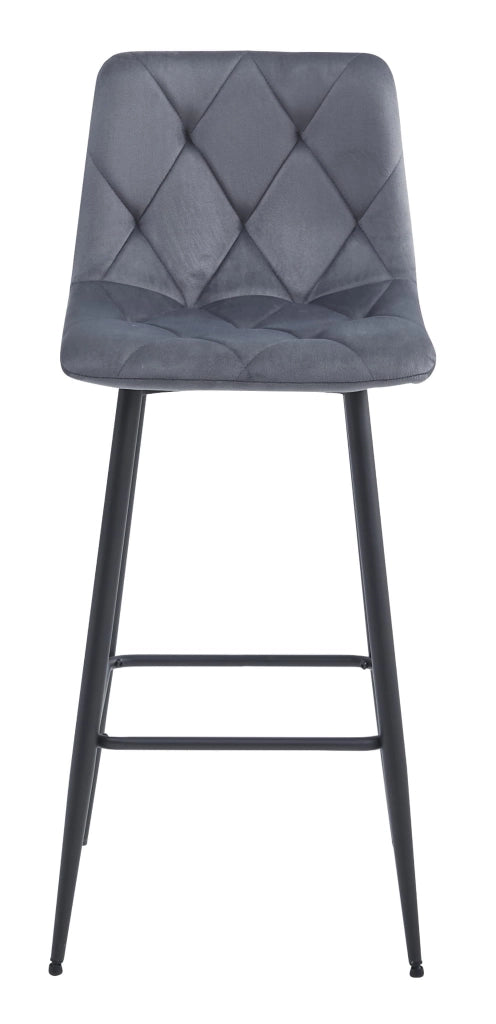 Valora KODA SGABELLO Gambe nere in velluto grigio scuro x3