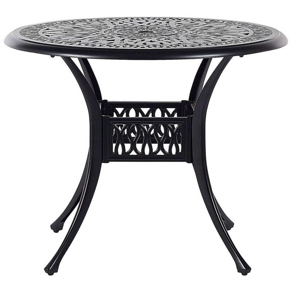 Tavolo Rotondo da Giardino Stile Vintage Alluminio Nero ø 90 cm