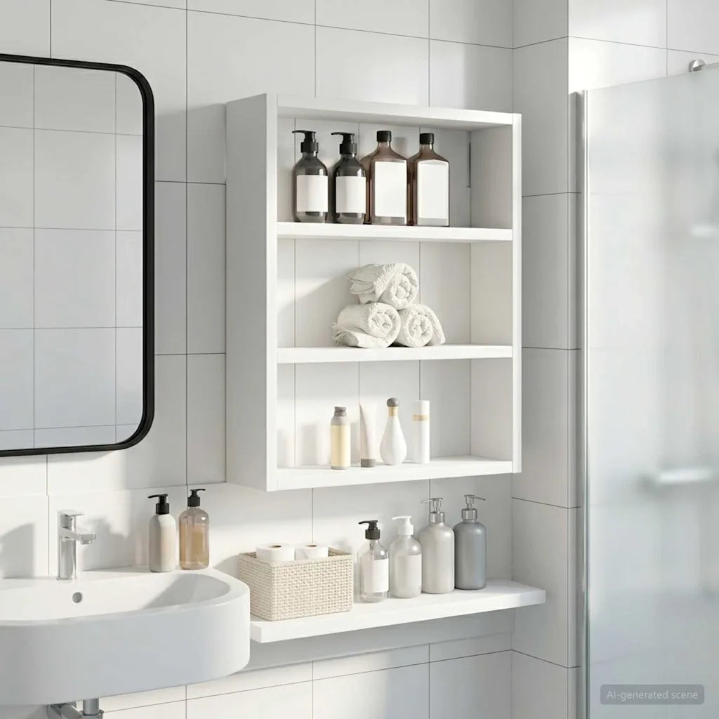 Armadio da bagno a muro con lo scaffale Bianco 40 x 10 x 50 cm 889343